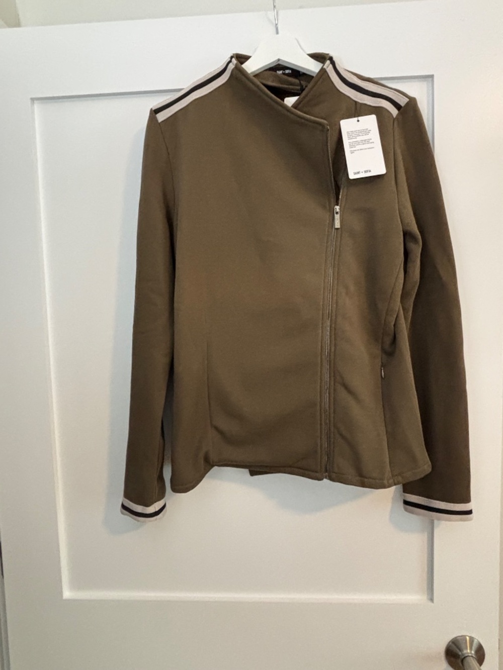NWT Saint + Sofia Green Cotton Biker Jacket $159